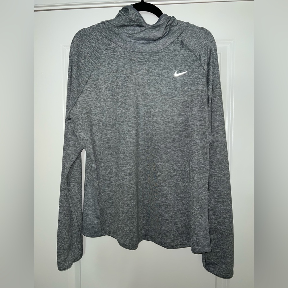 Nike Dri Fit Element Heather Gray Pullover full coverage hoodie Women's size XL